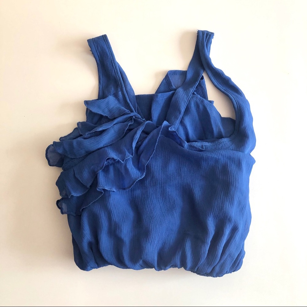 Blue Ruffle Front Dress - Picture 2 of 6